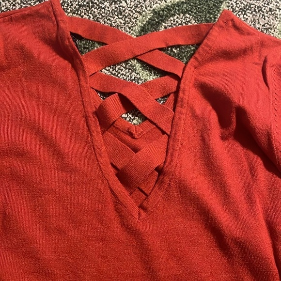 NWOT Love Ellie Burnt Orange Long Sleeve Cozy Sweater Medium Career Preppy - Picture 3 of 5